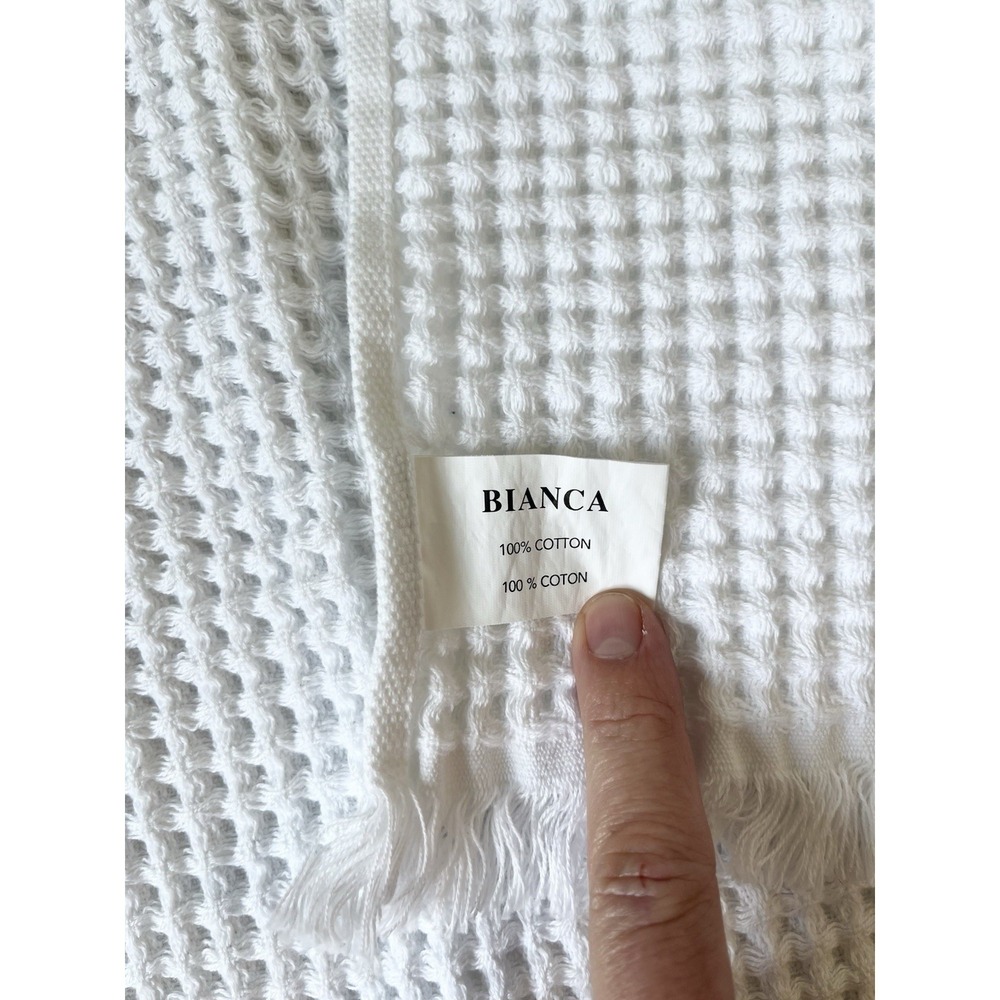 Bianca Cotton Waffle Knit Hand Towel 100% Cotton White 26 X 16.5 Luxury Portugal
